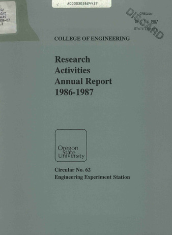 1986-1987 Research activities annual report / College of Engineering, Oregon State University Miniatura