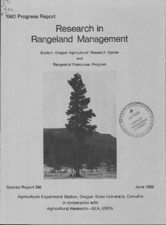 Research in rangeland management : 1980 progress report Miniaturansicht