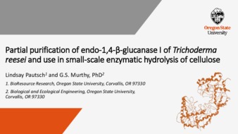 Partial purification of endo-1,4-β-D-glucanase I of Trichoderma reesei and use in small-scale enzymatic hydrolysis of cellulose la vignette