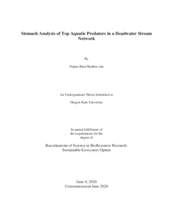 Stomach Analysis of Top Aquatic Predators in a Headwater Stream Network miniatura