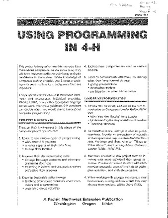 Using programming in 4-H : leader guide [1987] la vignette