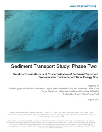 Sediment Transport Study: Phase Two: Baseline Observations and Characterization of Sediment Transport Processes for the Reedsport Wave Energy Site 缩图
