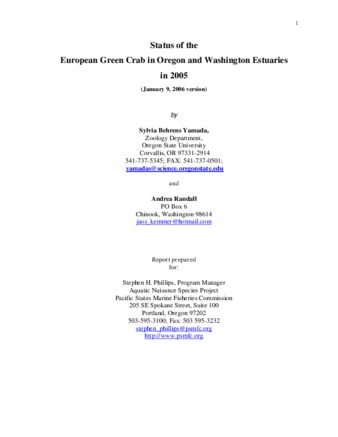 Status of the European Green Crab in Oregon and Washington Estuaries in 2005 thumbnail