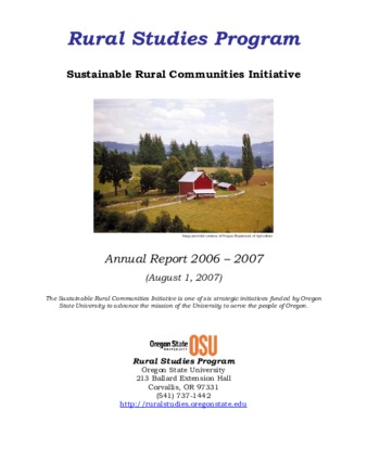Rural Studies Program Annual Report 2006-2007 thumbnail