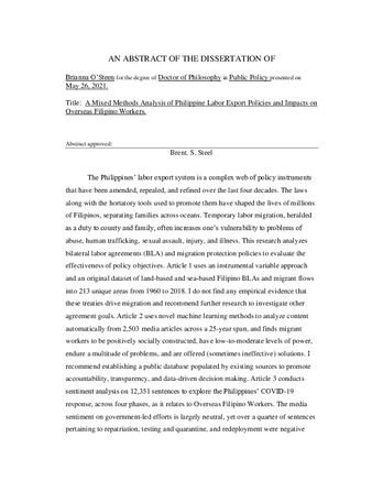 A Mixed Methods Analysis of Philippine Labor Export Policies and Impacts on Overseas Filipino Workers miniatura