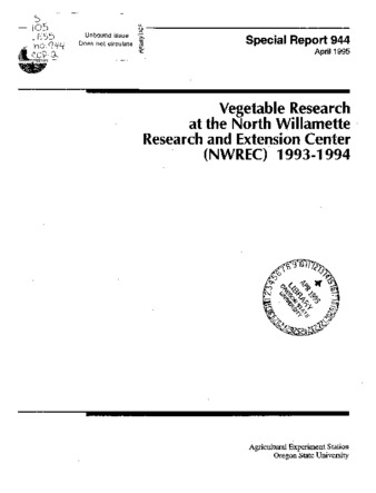 Vegetable Research at the North Willamette Research and Extension Center (NWREC) 1993-1994 thumbnail
