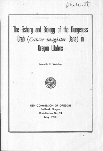 The fishery and biology of the Dungeness crab (Cancer magister Dana) in Oregon waters miniatura
