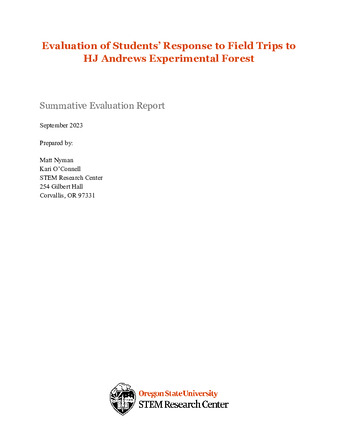 Evaluation of Students’ Response to Field Trips to HJ Andrews Experimental Forest thumbnail