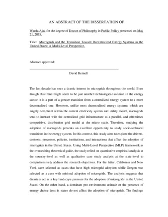 Microgrids and the Transition Toward Decentralized Energy Systems in the United States: A Multi-Level Perspective miniatura