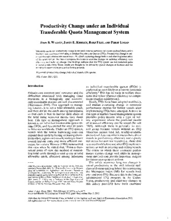 Productivity Change under an Individual Transferable Quota Management System Miniatura
