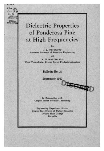 Dielectric properties of Ponderosa pine at high frequencies thumbnail