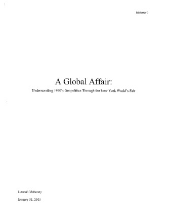 A Global Affair:  Understanding 1960s Geopolitics Through the New York World's Fair 缩图