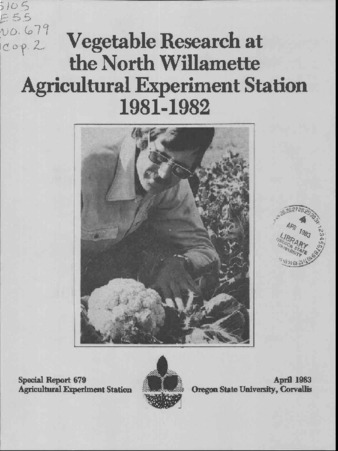 Vegetable research at the North Willamette Agricultural Experiment Station : 1981-1982 thumbnail