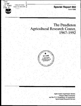 The Pendleton Agricultural Research Center, 1967-1992 la vignette