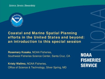 Coastal and Marine Spatial Planning Efforts in the United States and Beyond: An Introduction to this Special Session la vignette