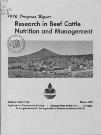 Research in beef cattle nutrition and management : 1976 progress report thumbnail