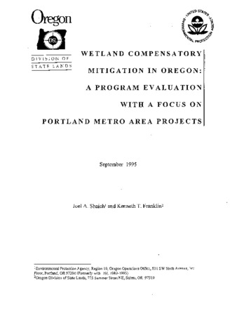 Wetland compensatory mitigation in Oregon : a program evaluation with a focus on Portland metro area projects Miniatura