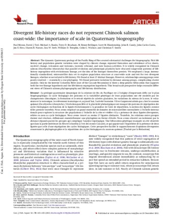 Divergent life-history races do not represent Chinook salmon coast-wide: the importance of scale in Quaternary biogeography thumbnail