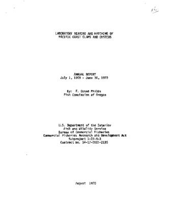 Laboratory rearing and hatching of Pacific coast clams and oysters : annual report : July 1, 1969 - June 30, 1970 thumbnail
