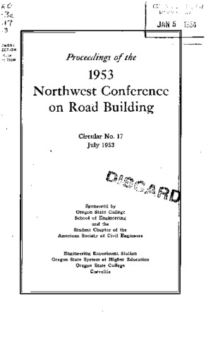 Proceedings of the 1953 Northwest Conference on Road Building Miniatura