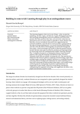 Building in room to fail : learning through play in an undergraduate course Miniatura
