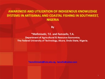 Awareness and Utilization of Indigenous Knowledge Systems in Artisanal and Coastal Fishing in Southwest, Nigeria thumbnail