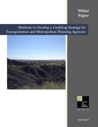 Methods to develop a crediting strategy for transportation and metropolitan planning agencies: White paper Miniaturansicht