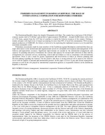 Fisheries Management in Dominican Republic: The Role of International Cooperation For Responsible Fisheries thumbnail