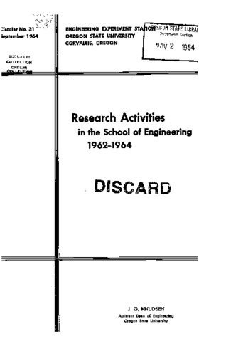Research activities in the School of Engineering, Oregon State University : 1962-1964 miniatura