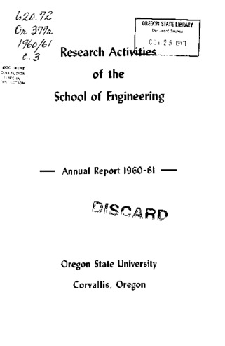 Research activities of the School of Engineering, annual report, 1960-61 miniatura