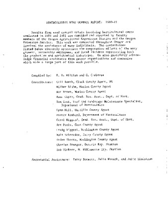 Horticultural weed control report : 1980-81 miniatura