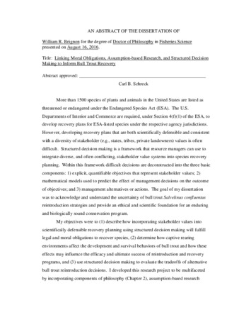 Linking Moral Obligations, Assumption-based Research, and Structured Decision Making to Inform Bull Trout Recovery Miniaturansicht