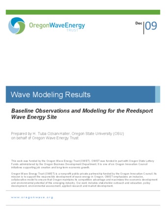 Wave Modeling Results: Baseline Observations and Modeling for the Reedsport Wave Energy Site la vignette