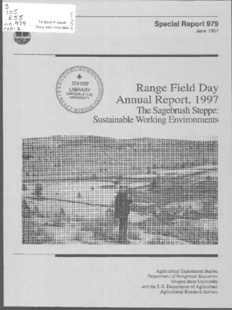 Range Field Day annual report, 1997 : the Sagebrush Steppe : sustainable working environments Miniatura