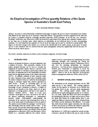 An Empirical Investigation of Price-quantity Relations of the Quota Species of Australia s South East Fishery thumbnail