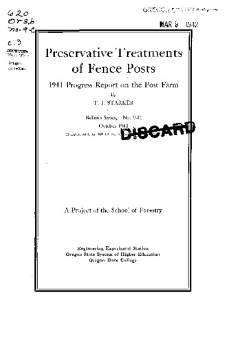 Preservative treatments of fence posts ... progress report on the Post Farm: Supplement C Miniatura
