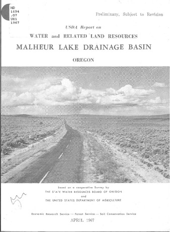 USDA report on water and related land resources, Malheur Lake Drainage Basin, Oregon Miniatura