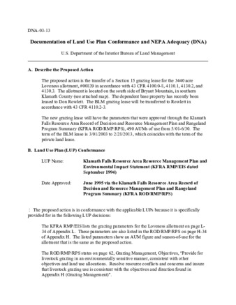 Documentation of land use plan conformance and NEPA adequacy (DNA) thumbnail