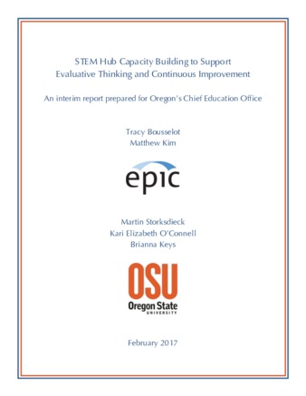 STEM Hub Capacity Building to Support Evaluative Thinking and Continuous Improvement: An interim report prepared for Oregon’s Chief Education Office thumbnail