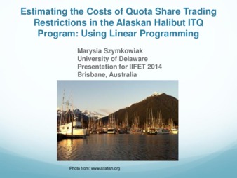 Estimating the Costs of Quota Share Trading Restrictions in the Alaskan Halibut ITQ Program Using Linear Programming thumbnail