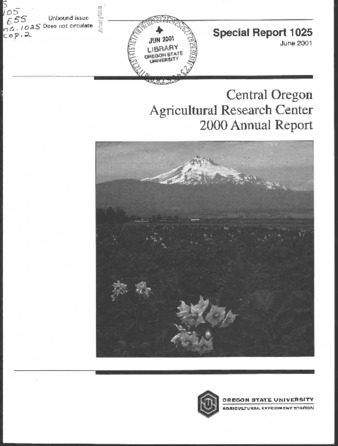 Central Oregon Agricultural Research Center annual reports : 2000 miniatura