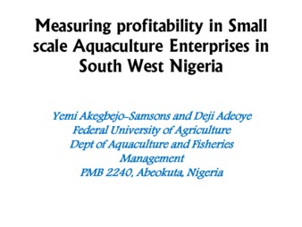 Measuring Profitability in Small Scale Aquaculture Enterprises in South West Nigeria thumbnail