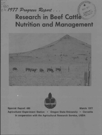 Research in beef cattle nutrition and management : 1977 progress report Miniaturansicht