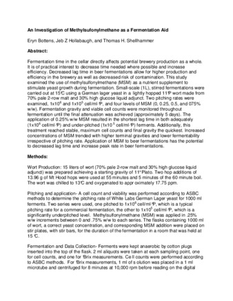 An Investigation of Methylsulfonylmethane as a Fermentation Aid thumbnail