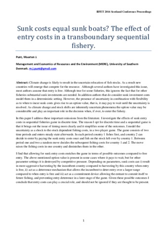 Sunk Costs Equal Sunk Boats? Entry Costs in a Sequential Fishery thumbnail