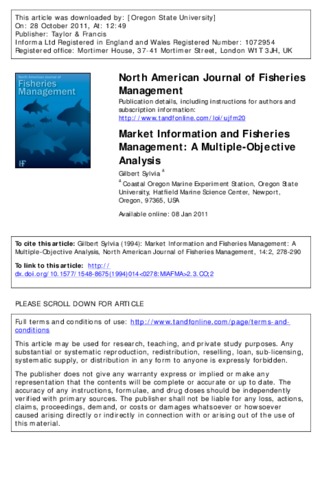 Market Information and Fisheries Management: A Multiple-Objective Analysis thumbnail