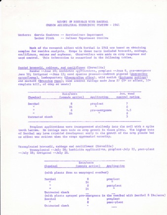 Report of research with Dacthal - 1961 miniatura