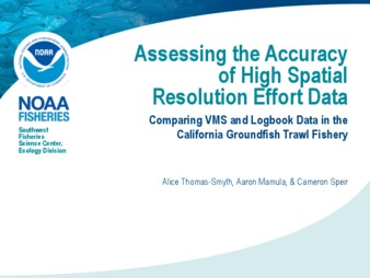 Assessing the Accuracy of High Spatial Resolution Effort Data: Comparing VMS and Logbook Data in the California Groundfish Trawl Fishery la vignette