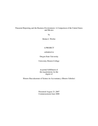 Financial Reporting and the Business Environment: A Comparison of the United States and Mexico thumbnail