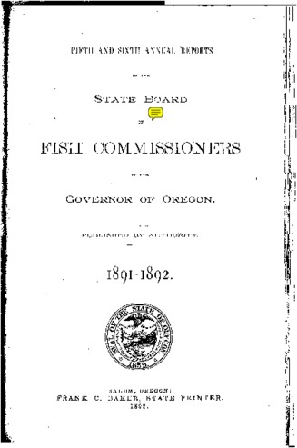 Annual reports of the State Board of Fish Commissioners to the Governor of Oregon : 1891-1892 miniatura
